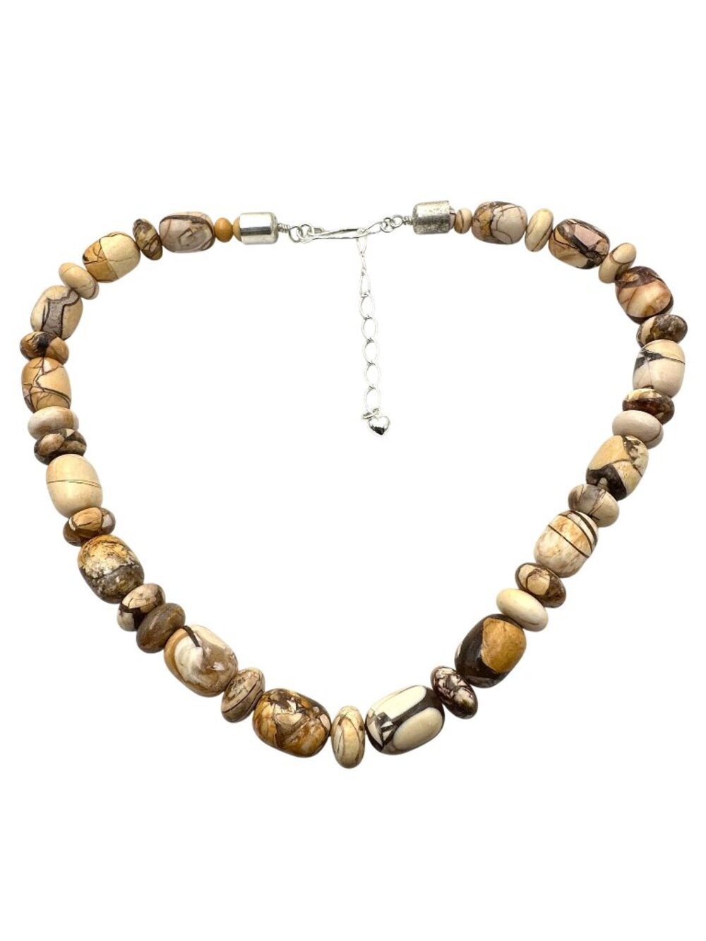 Jay King Mine Finds Sterling Silver Jasper Necklace 18" Brown Tan